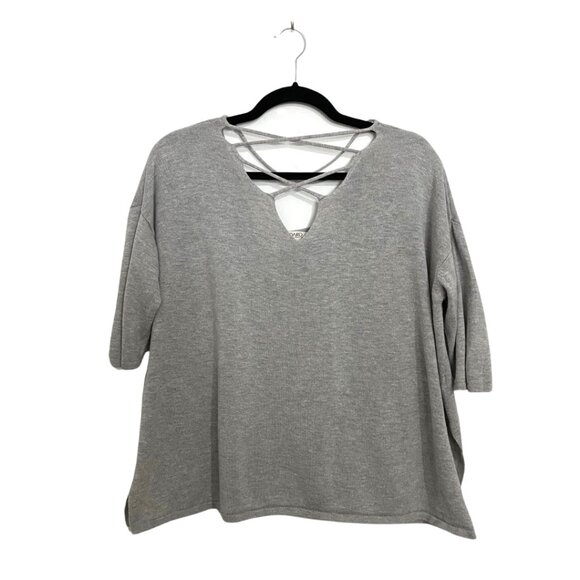 Standard Peoples Project LA Bowie Knit Light Grey Criss Cross Top - Picture 1 of 11